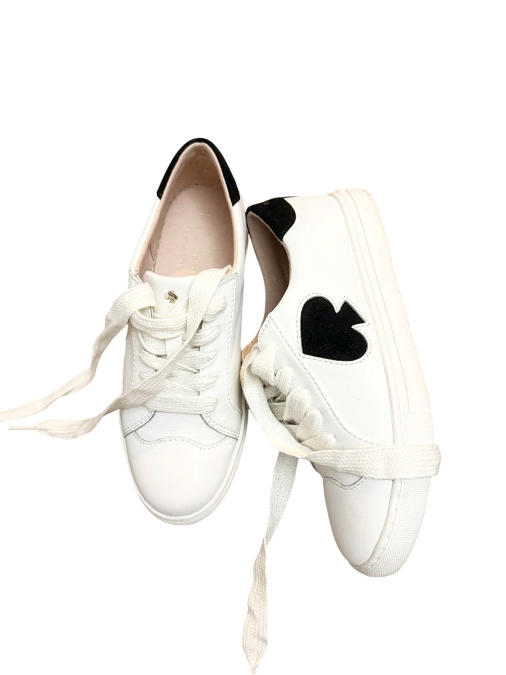 kate spade White Sneakers with Black Heart Detail